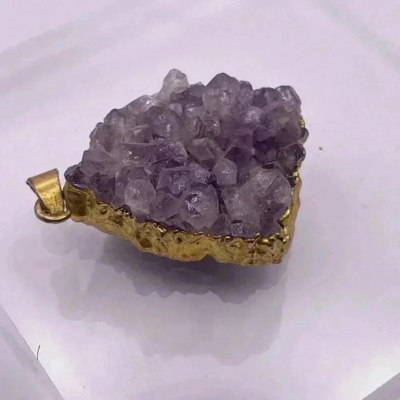 Amethyst Druzy Pendant, ROUGH AMETHYST CRYSTAL - Picture 7 of 9